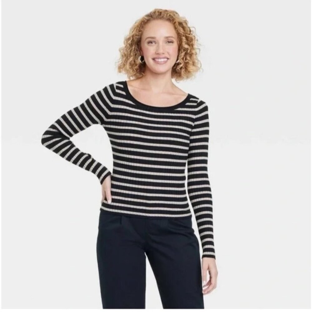 A New Day women’s ribbed, long sleeve top size L NWT